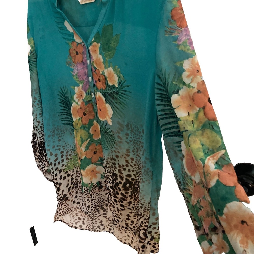 Soft Surroundings Sheer Floral Tunic Top Womens XL Beach Bathing Suit Cover Up - Picture 3 of 13